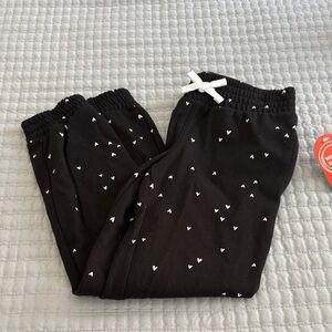 Wonder Nation Black Pants with White Heart Design NWT